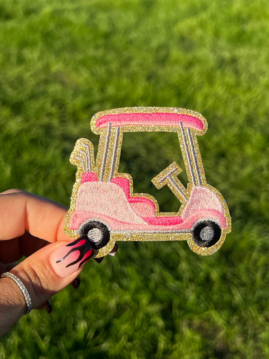 Preppy pink golf cart