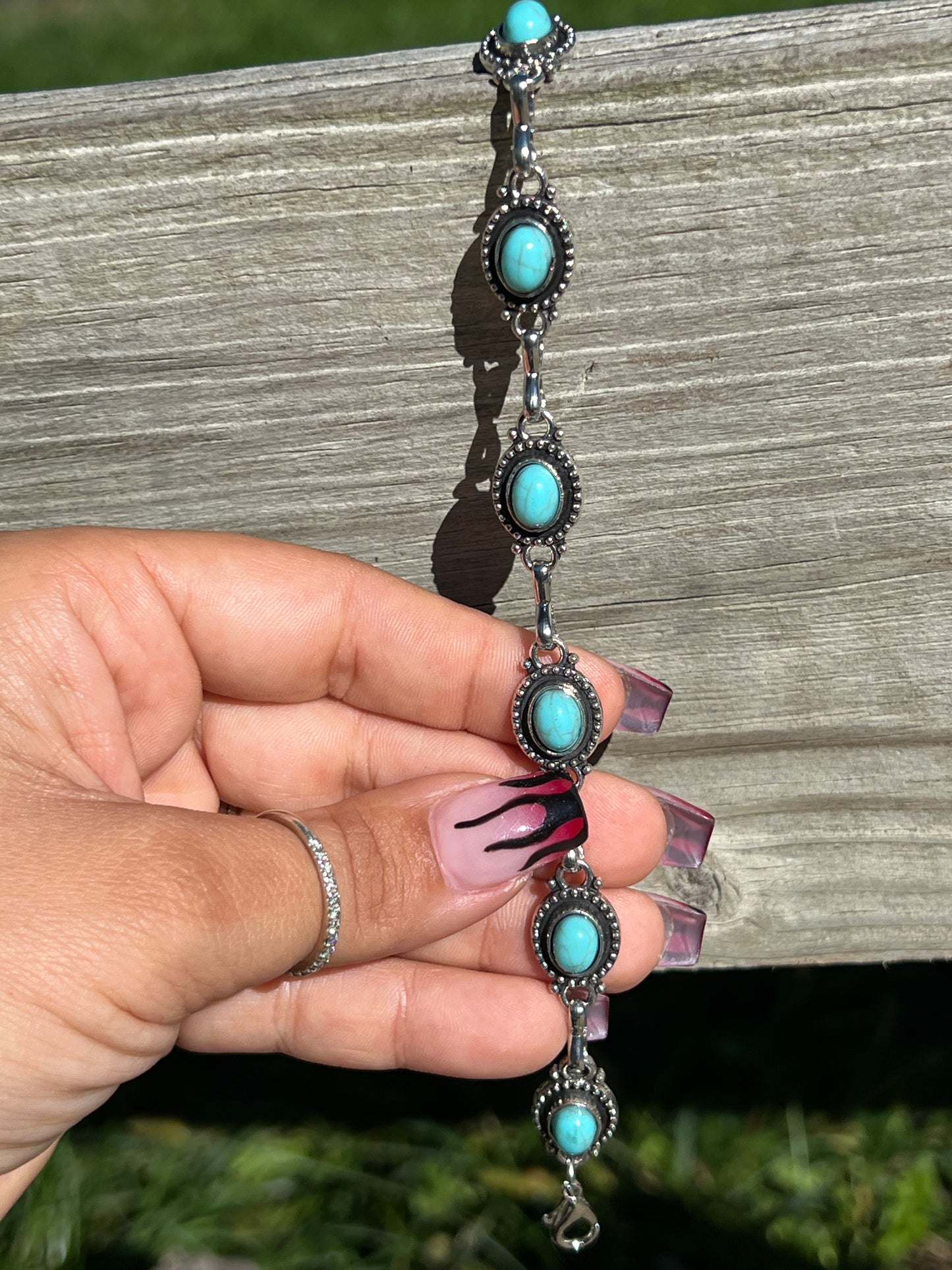 Silver Concho turquoise hat chain