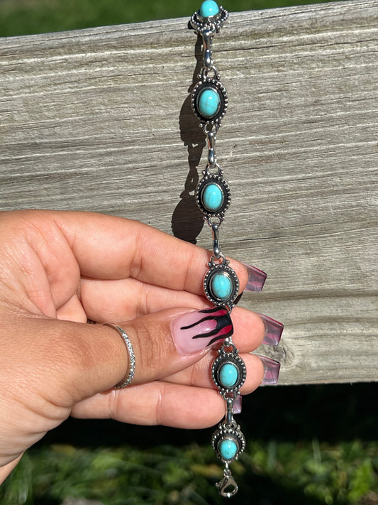 Silver Concho turquoise hat chain