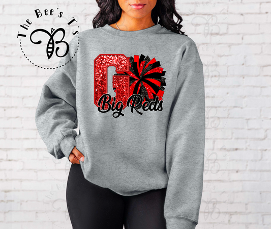 Big Red Cheer Faux Sequin