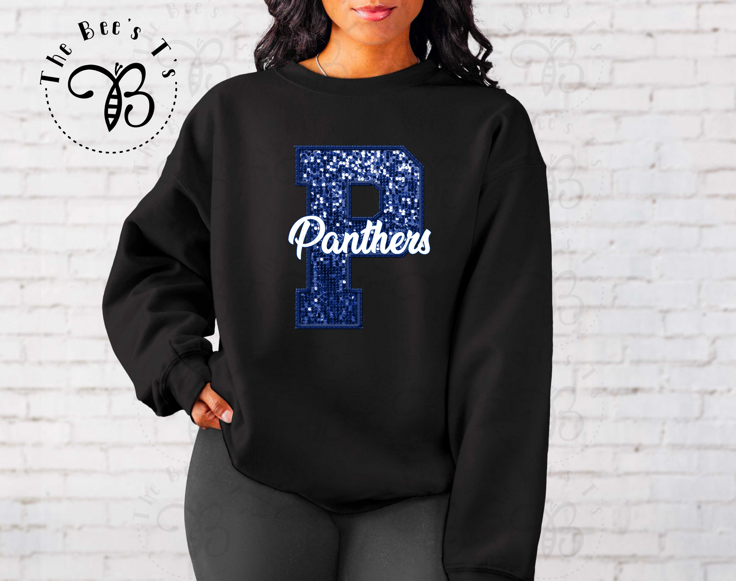 Panthers Faux Sequin Blue