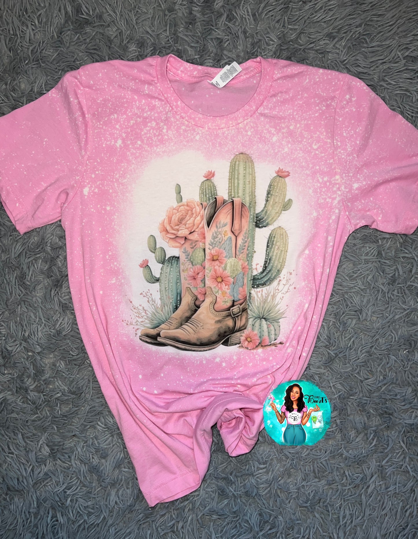 Pink Western Bleached T-shirt